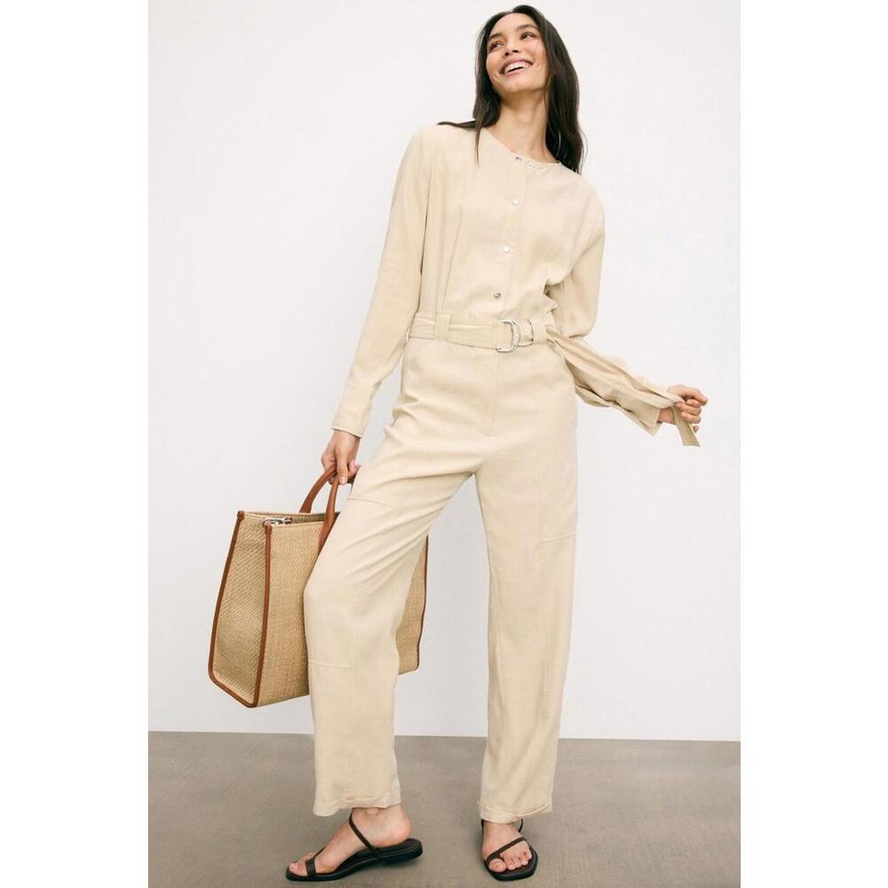 BOSS Brown Belted Jumpsuit with Popper Placket Size 4